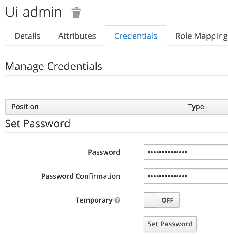 User credentials create